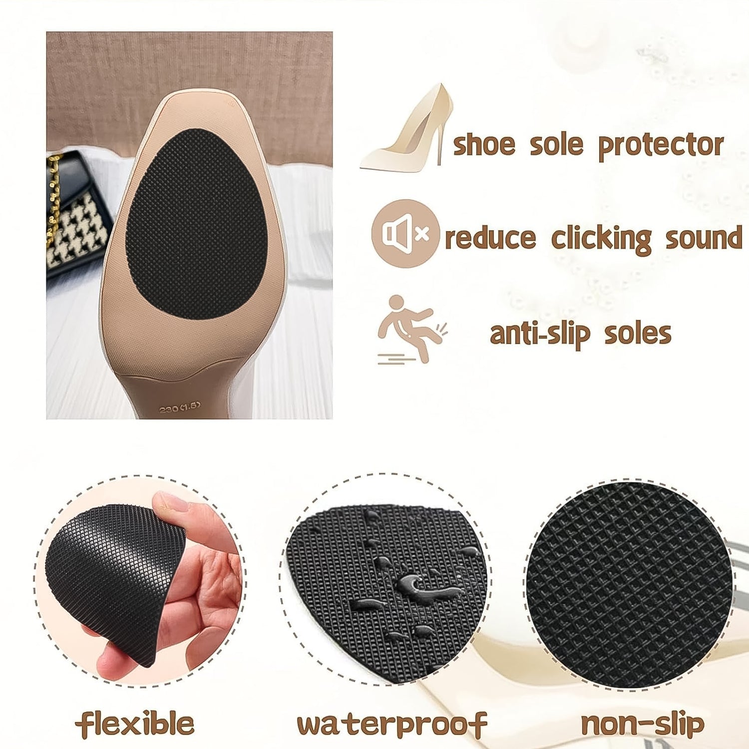 Self Adhesive Anti Slip Grip Sticker For Shoes, Sandals, Heels (1 Pc) Self Adhesive Anti Slip Grip Sticker For Shoes, Sandals, Heels (1 Pc)